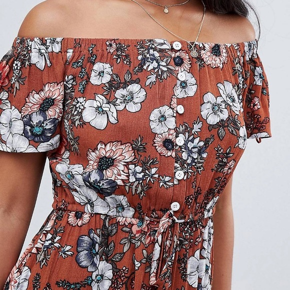 ASOS Petite Bardot Dress with High Low Hem - Picture 2 of 4